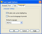 Text Hawk's Language Options Tab